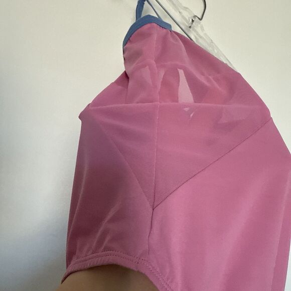 Colsie Womens Thong Bathing Suit Size XS One Piece Mesh Pink Blue Adjustable Tie - Picture 4 of 9